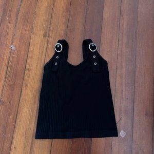 Seamless black tank with buckles medium large